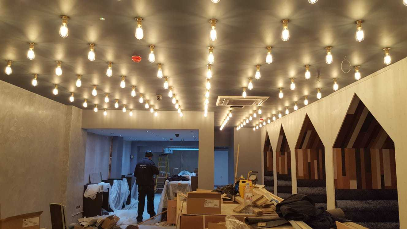 Mainline Electrical fit-out — feature ceiling lighting